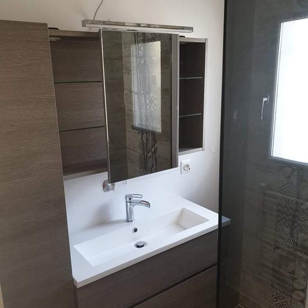 Salle de bain meuble vasque et douche